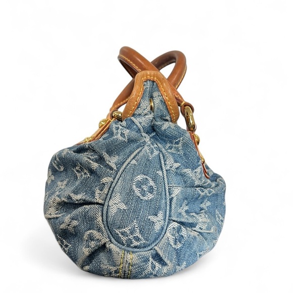 Louis Vuitton Monogram Denim Pleaty Bag Blue Vachetta Trim Handbag with receipt - Picture 6 of 17